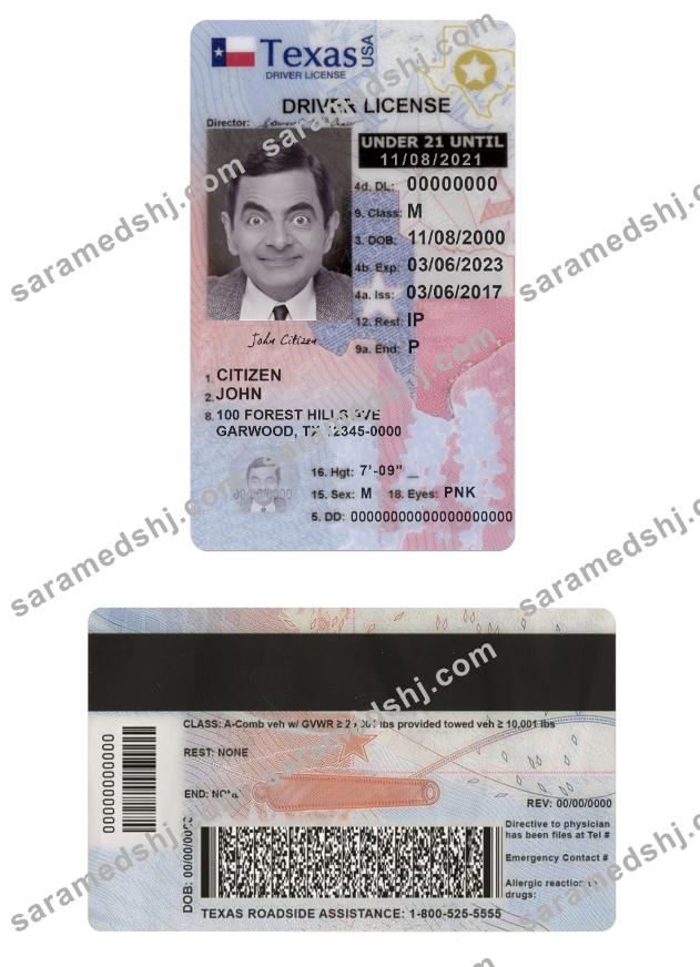 USA Texas driving license under 21